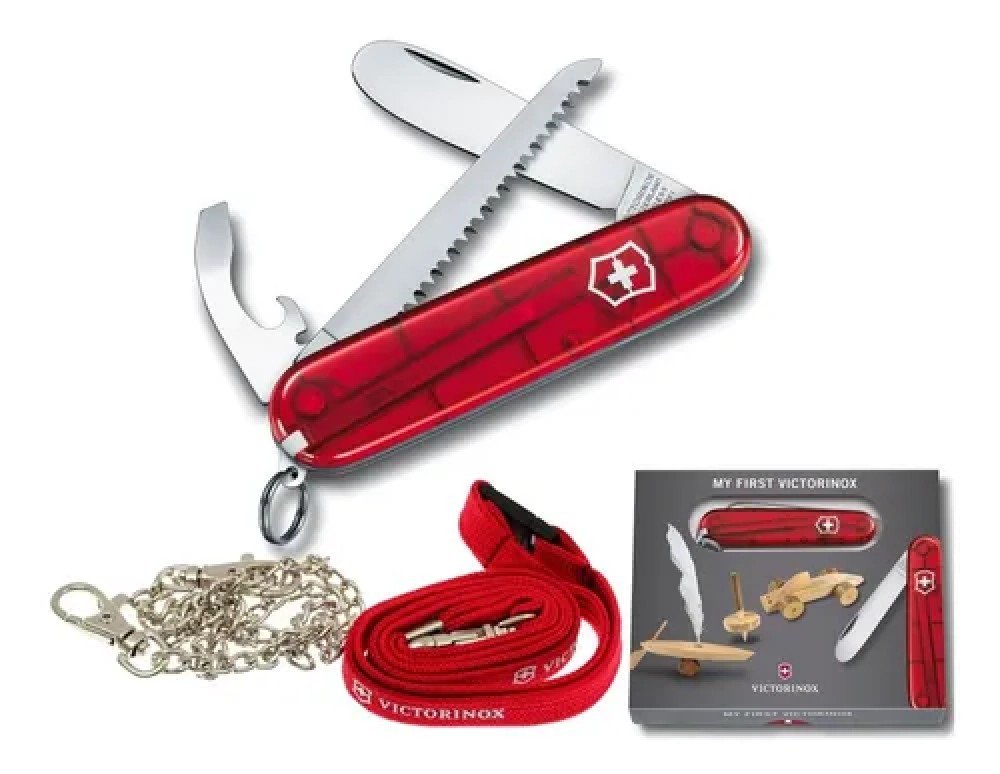 CORTAPLUMAS MY FIRST VX,84MM,9 FUN,ROJA TRANSLUCIDA 2373.T VICTORINOX