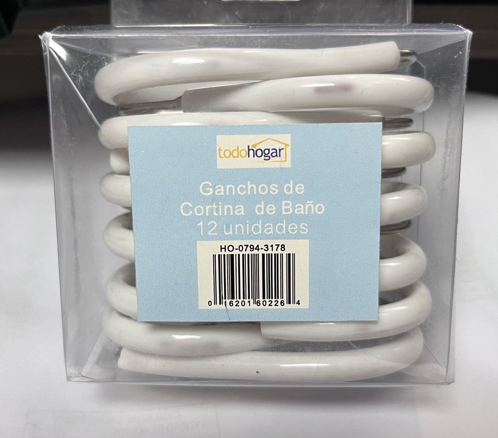 GANCHOS CORTINA SET 12PCS BLANCOS METALICOS PLASTIFICADOS