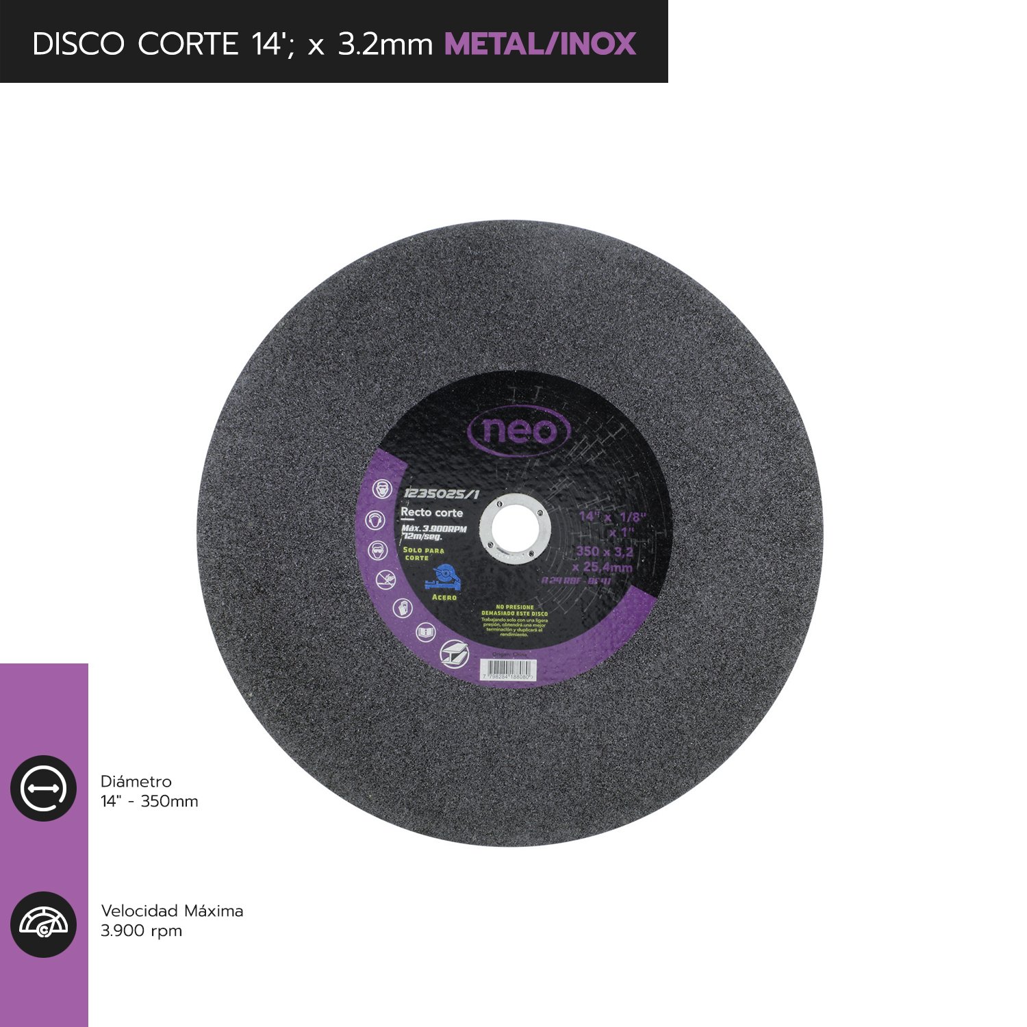 DISCO CORTE METAL 14' ENERGY/GLADIATOR/NEO 3.2MM'
