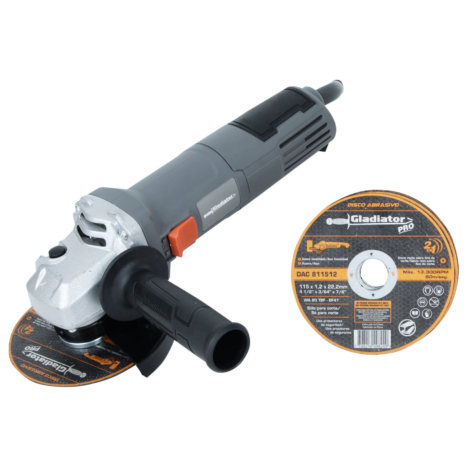 ESMERIL ANGULAR 4-1/2" 800 W AA615 + 5 DISCOS GLADIATOR OFERTA"