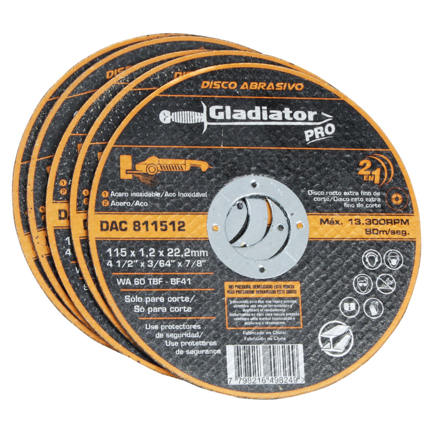 ESMERIL ANGULAR 4-1/2" 800 W AA615 + 5 DISCOS GLADIATOR OFERTA" - Imagen 5