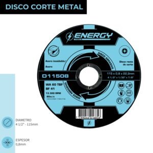 DISCO CORTE METAL 4 1/2' X 0.8MM D11508 ENERGY (PACK 25)