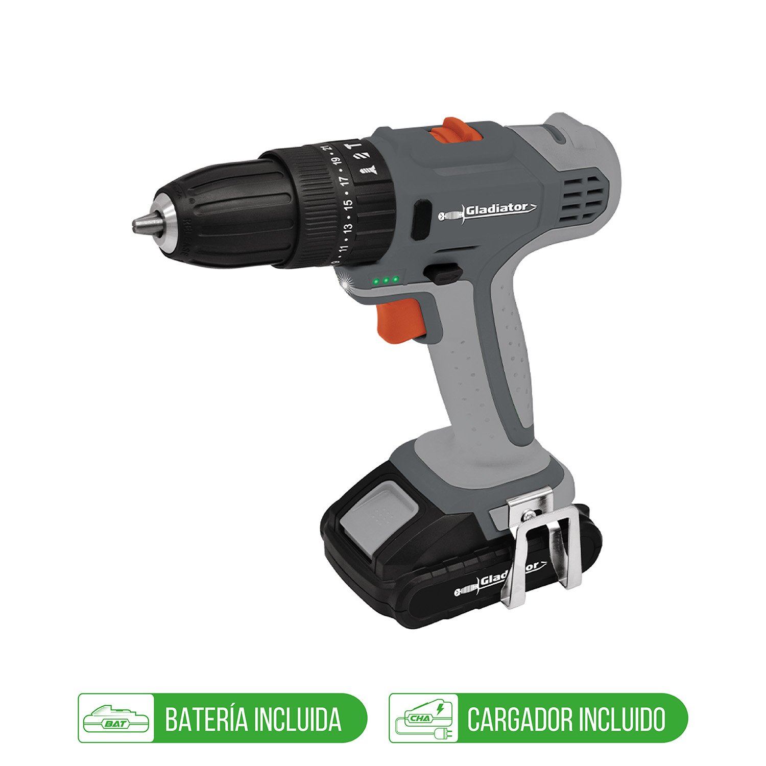 TALADRO INALAMBRICO TP613 C1 18V 1BAT 13MM GLADIATOR