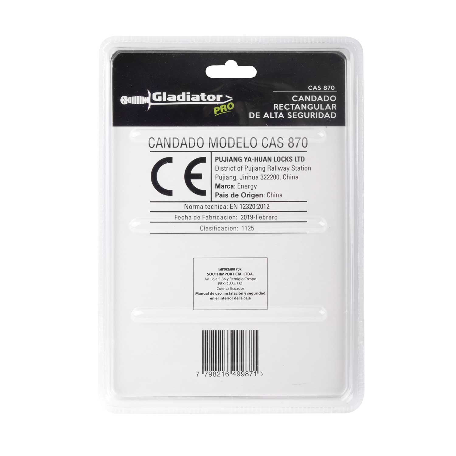 CANDADO ALTA SEGURIDAD 70MM GLADIATOR - Imagen 2