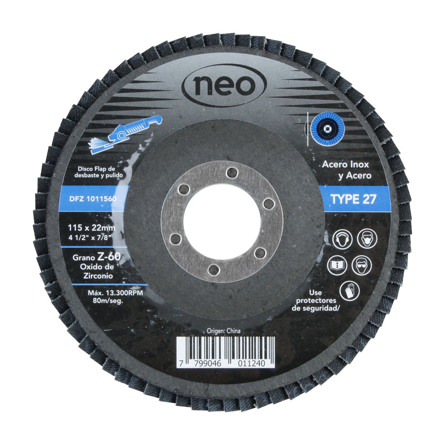 DISCO TRASLAPADO OX.ZIRCONIO G60 ACERO INOX (AZUL)