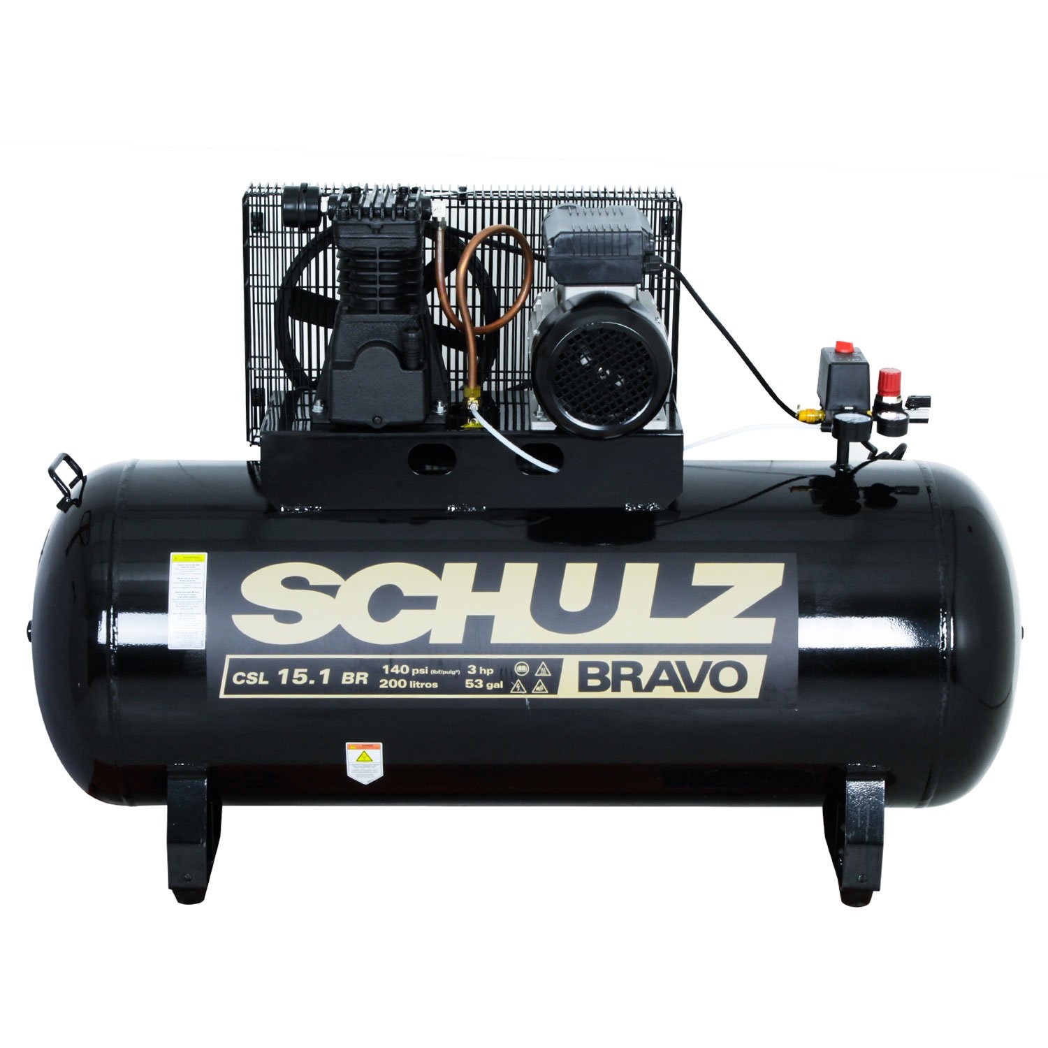 COMPRESOR DE AIRE INDUSTRIAL 200 LITROS 3HP 220V SCHULZ BRAVO TALLER MECÁNICO - Imagen 2
