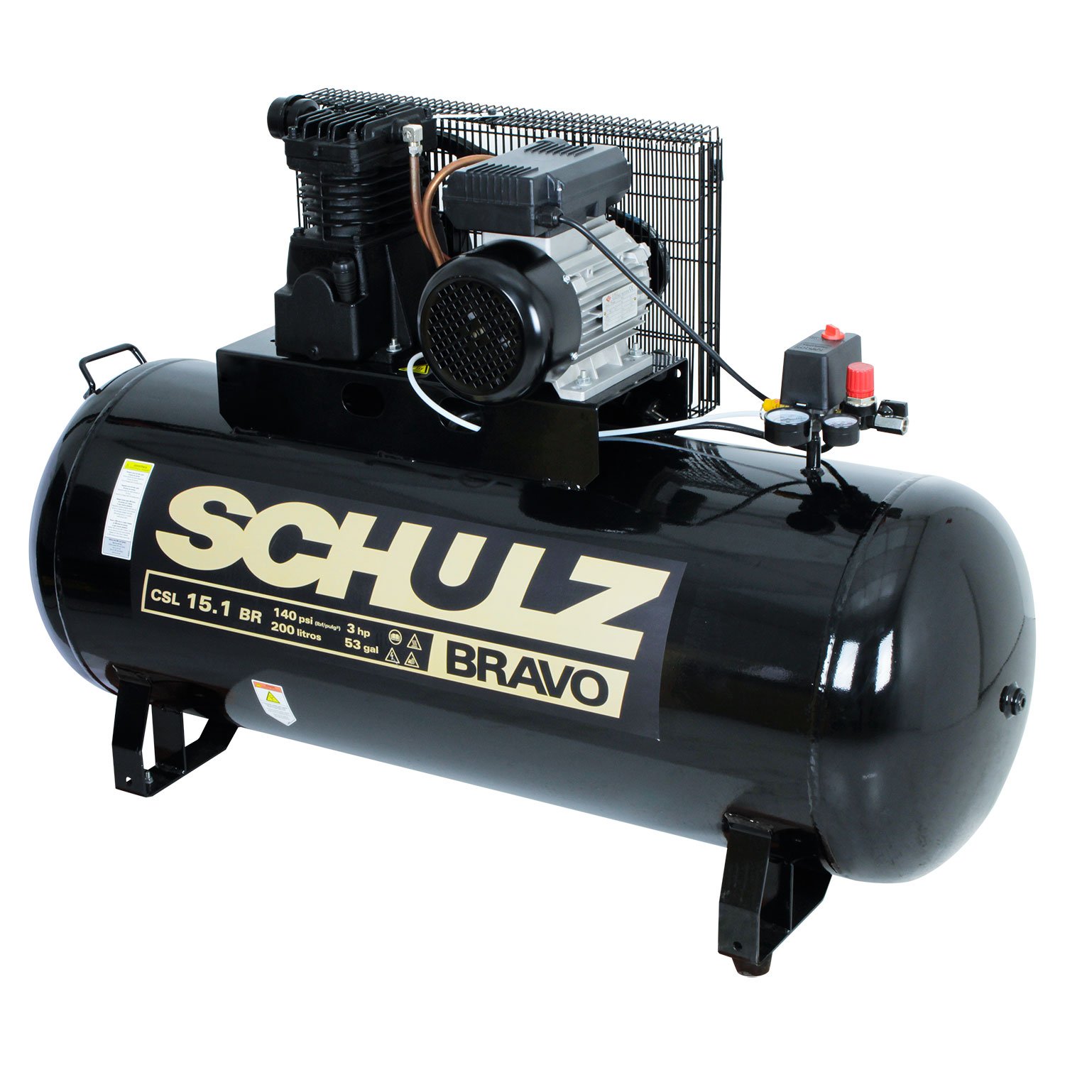COMPRESOR DE AIRE INDUSTRIAL 200 LITROS 3HP 220V SCHULZ BRAVO TALLER MECÁNICO - Imagen 3