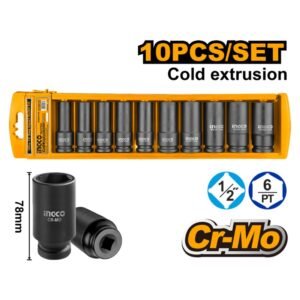 JGO DADO IMPACTO LARGOS DR 1/2" INGCO