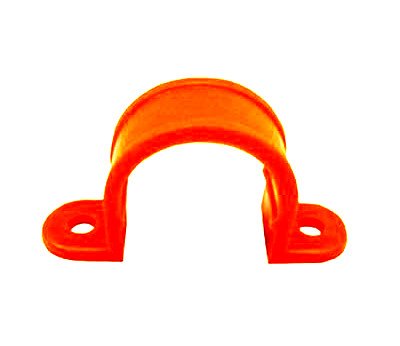 Abrazadera omega 20 mm pvc naranja