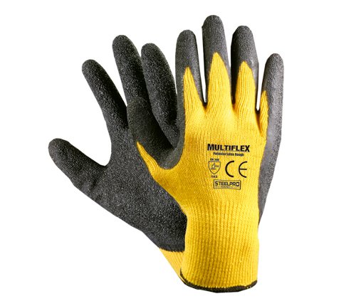 GUANTES TEJIDO GRIS/AMARILLO LATEX