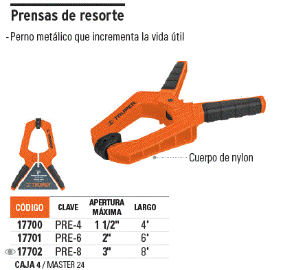 PRENSA TIPO PINZA 8" 17702 TRUPER