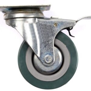 RUEDA GOMA GRIS C/BASE C/FRENO GIRATORIA 3"