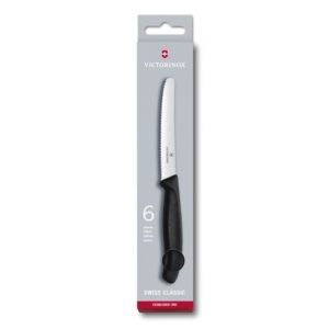 JGO CUCHILLOS TOMATE 6.7833.6 6 PIEZAS NEGRO 11CMS VICTORINOX
