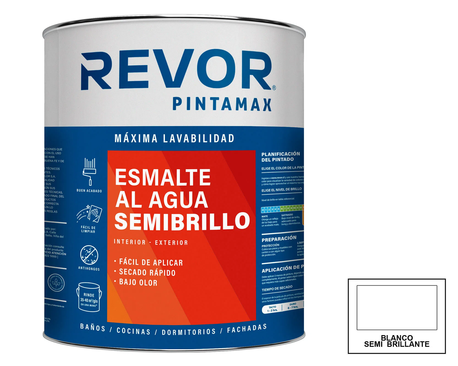 ESMALTE AGUA 1/4 GAL BLANCO SEMIBRILLO PINTAMAX REVOR