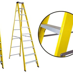 ESCALERA FIBRA VIDRIO TIJERA 9 PELDAÑOS 3 MTS (UTIL2.72 MTS)