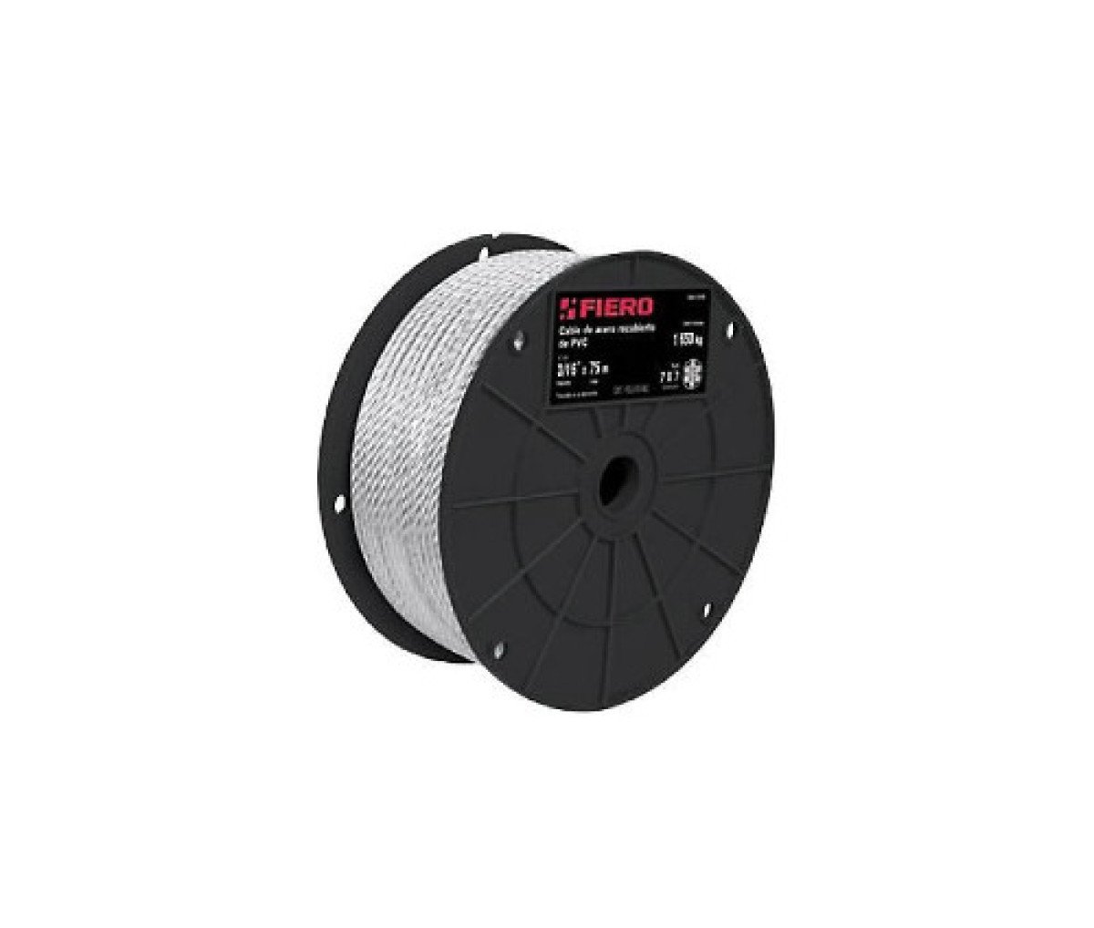 Cable acero forrado pvc 1/8″ (3mm) carrete 75mts»