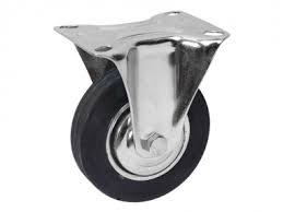 RUEDA GOMA NEGRA BASE FIJA S/FRENO 3"
