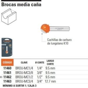 FRESA 11460 MEDIA CAÑA 1/4"X3/8" TRUPER