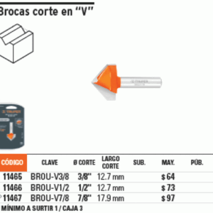 FRESA 11467 CORTE EN V 7/8"X11/16" TRUPER