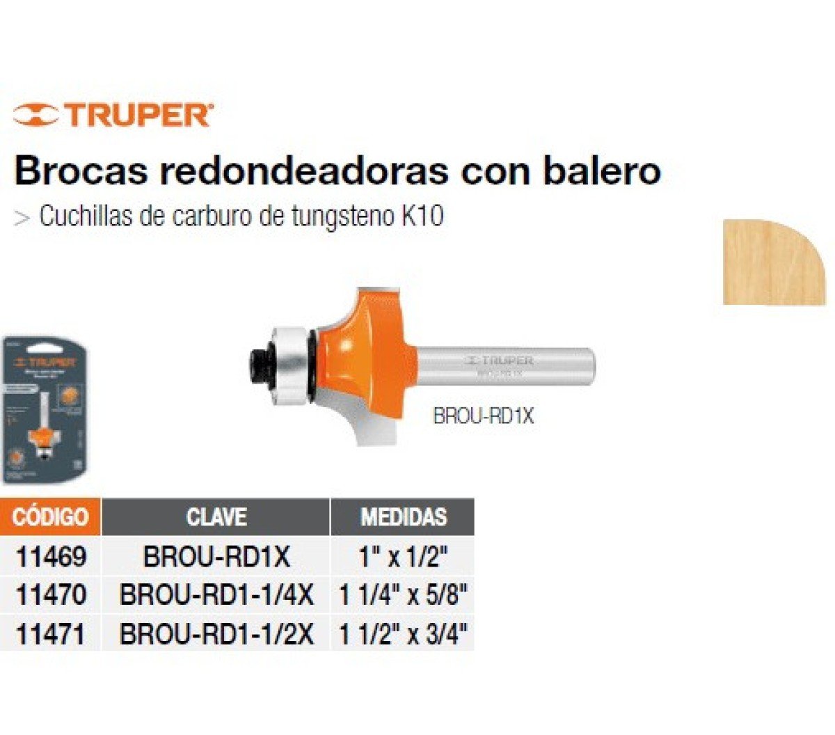 FRESA 11469 REDONDEADORA 1"X1/2" TRUPER