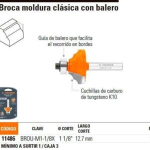 FRESA 11486 MOLDURA CLASICA 1 1/8"X1/2" TRUPER