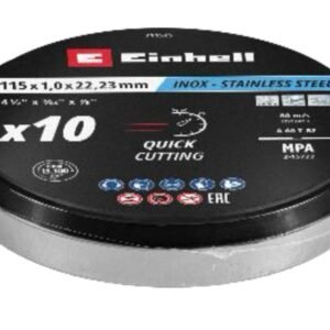 DISCO CORTE 4 1/2' 1MM INOX LATA 10 UN EINHELL