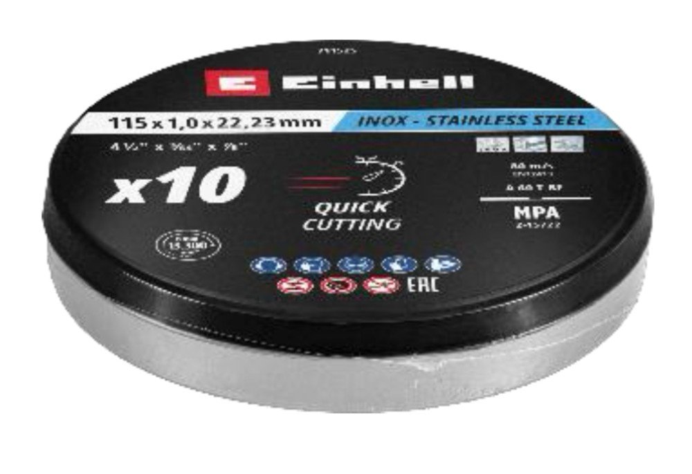 DISCO CORTE 4 1/2' 1MM INOX LATA 10 UN EINHELL