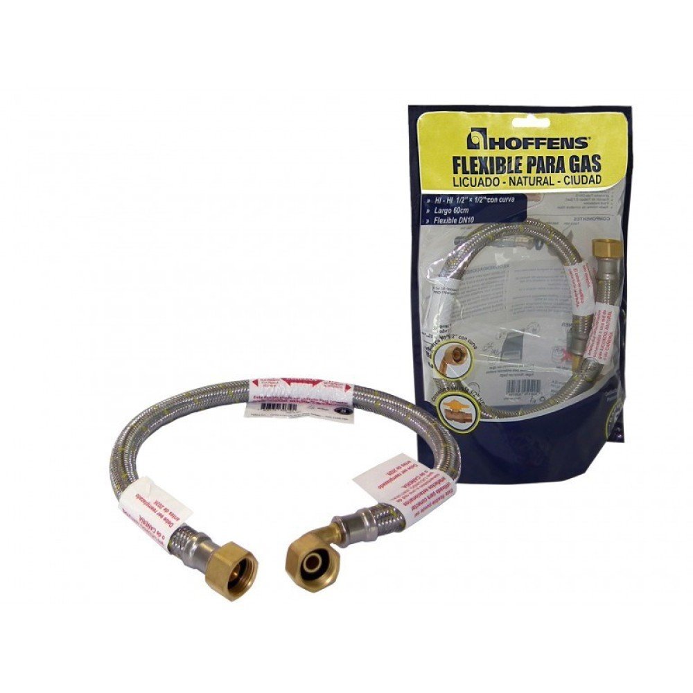 FLEXIBLE GAS 1/2-1/2 HI-HI 60 CMS CON CODO CERTIFICADO