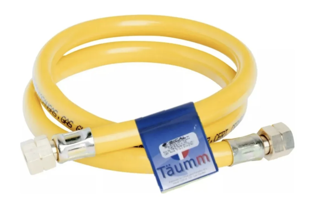 FLEXIBLE GAS ESTUFA 3/8" -IZQ X 3/8" -IZQ AMARILLO 100 CMS CERTIFICADO TAUMM