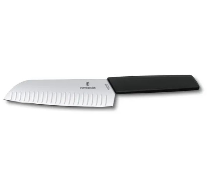 CUCHILLO SANTOKU ALVEOL. SWISS MODERN NEGRO 17 CM 6.9053 VICTORINOX