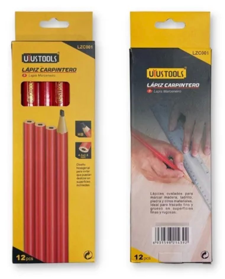 LAPIZ CARPINTERO UYUSTOOLS NEGRO CAJA 12UN