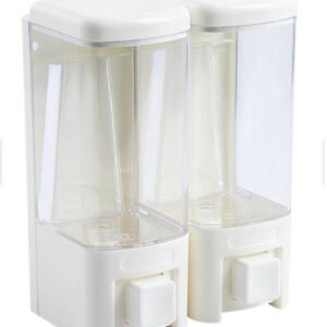 DISPENSADOR JABON PLASTICO DOBLE BLANCO HC