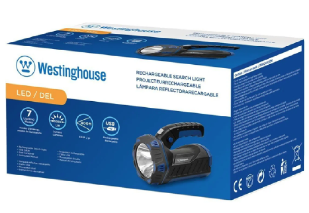LINTERNA FOCO RECARGABLE 1000LM WESTINGHOUSE - Imagen 2