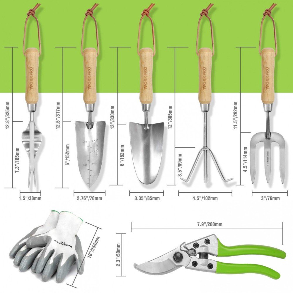 JUEGO HERRAMIENTAS JARDIN 7 PIEZAS (BOLSO VERDE) - Imagen 2