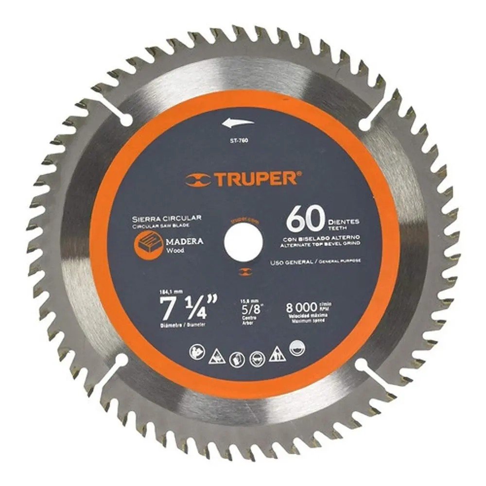Sierra circular 7 1/4 x 60 d melamina truper