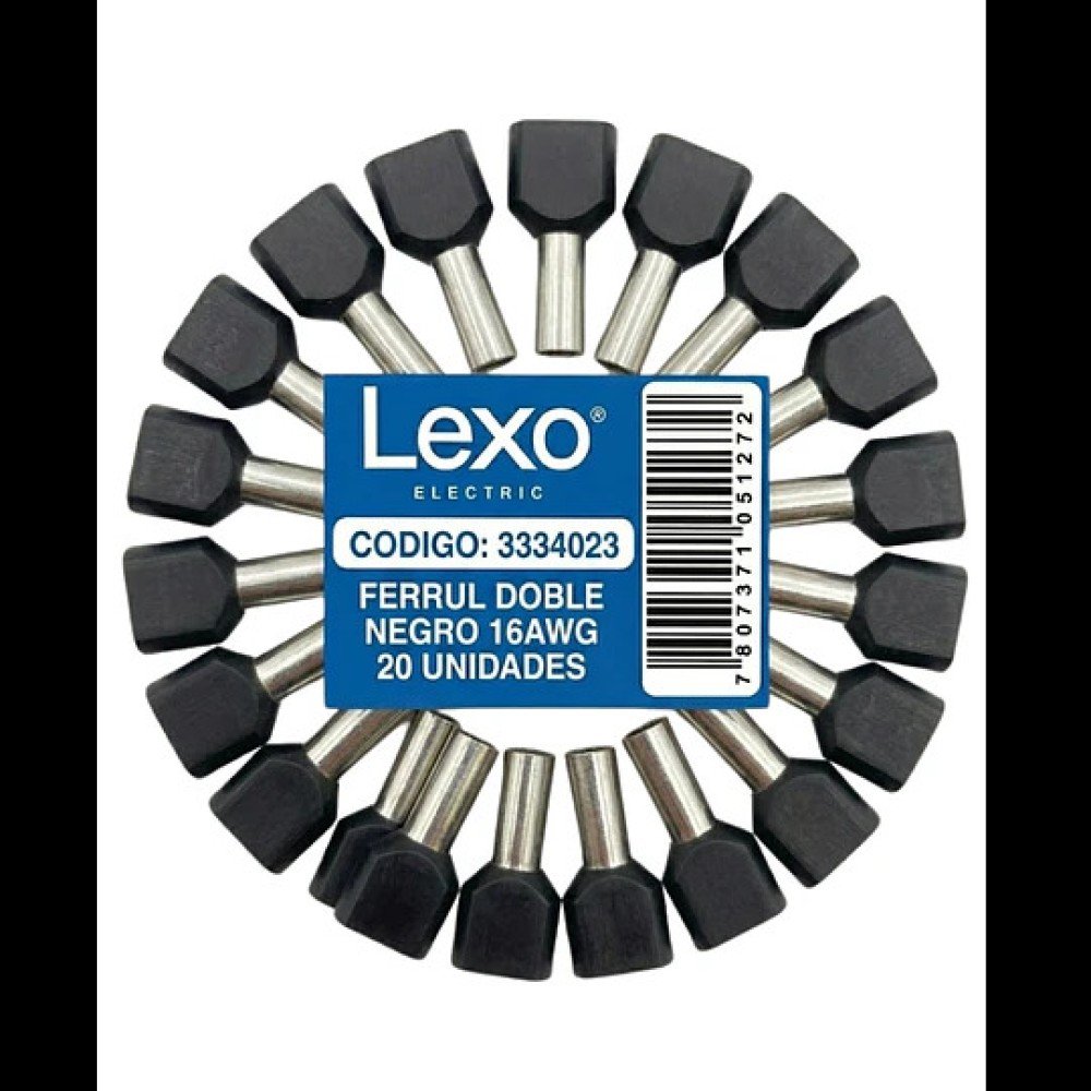 FERRULE DOBLE NEGRO 16AWG BOLSA 20 UN LEXO